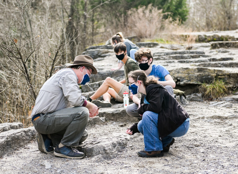 Timothy Gaudin's History of Evolutionary Thought Lab meets Tuesday, Feb. 9, 2021 at the Greenway rock quarry and the Chickamauga Dam to study limestone and fossils.